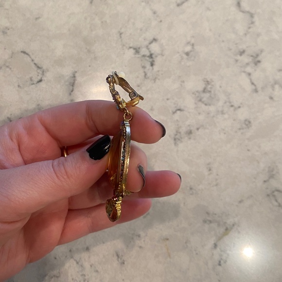 Gold Metallic Chandelier Clip On Earrings - Picture 9 of 11